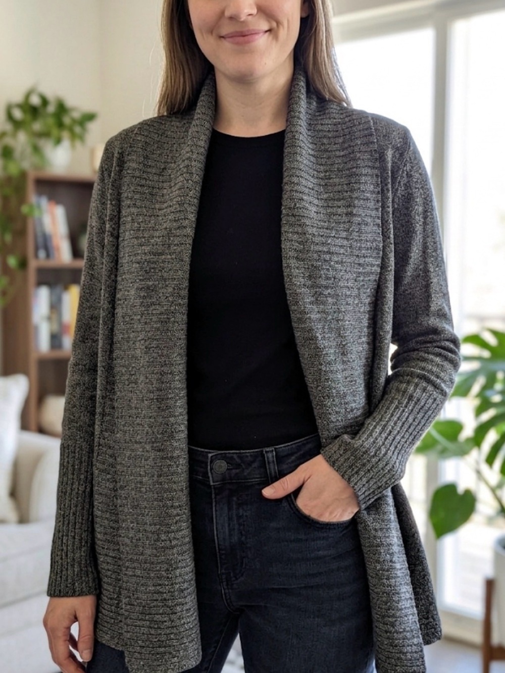 INC Gray Open-Front Women's Cardigan Sweater